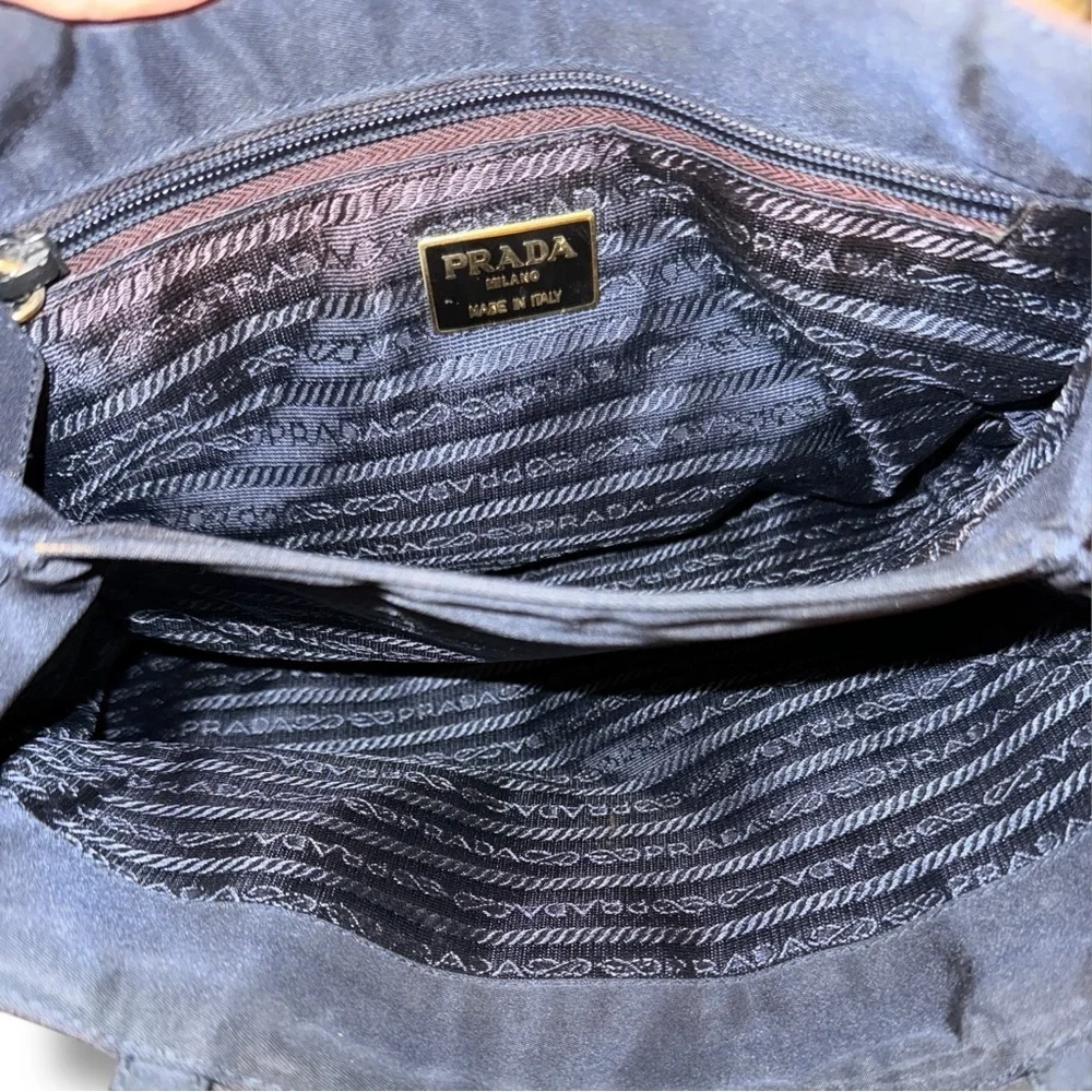 Authentic Prada Black Nylon Tote with Gold-Tone Handles - Picture 7 of 8